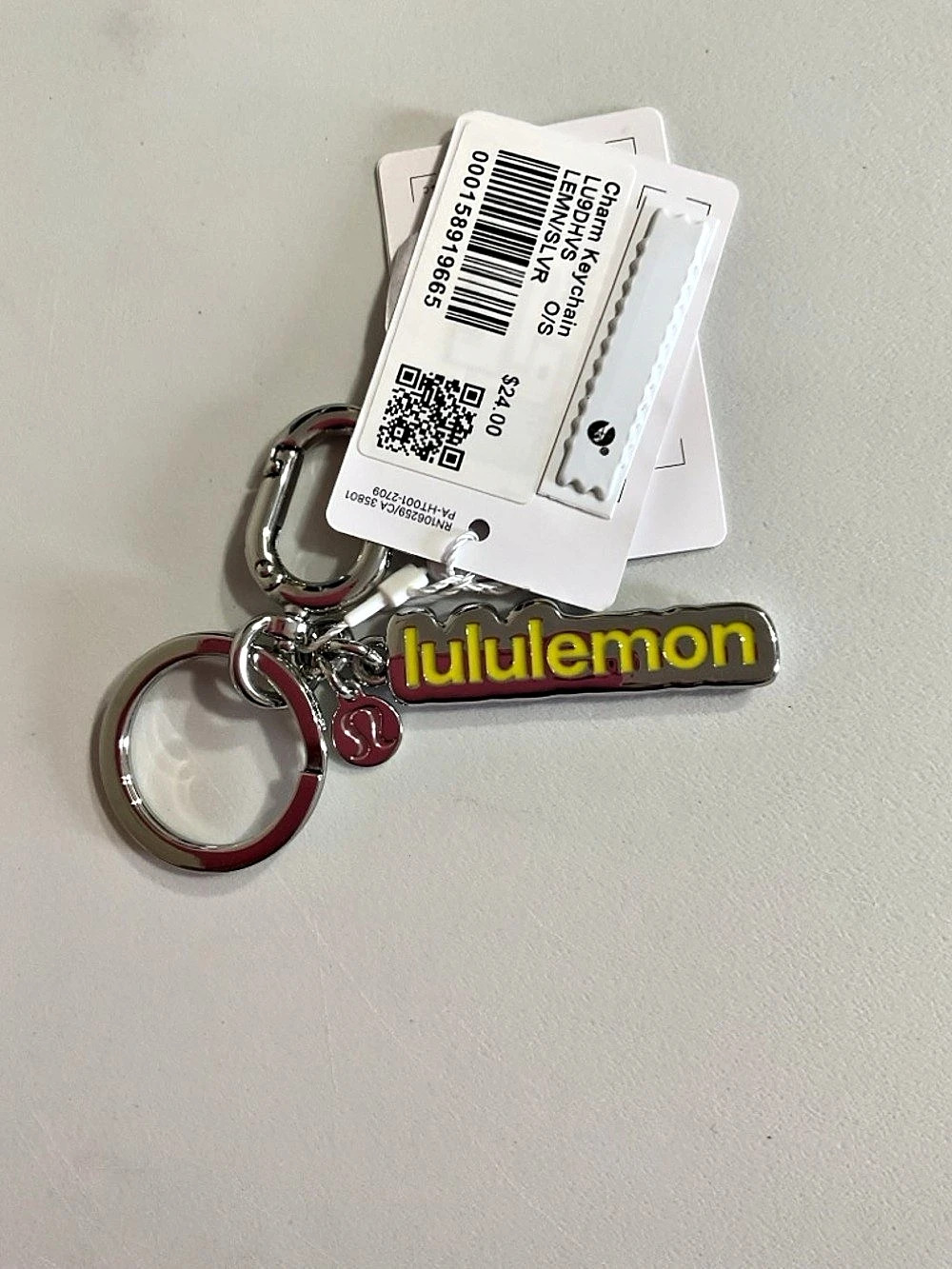 lululemon Keychain in Silver & Yellow NWT